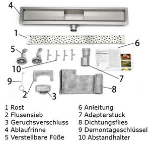 Aica Duschrinne Duschablauf flach Tiefe: 60 cm