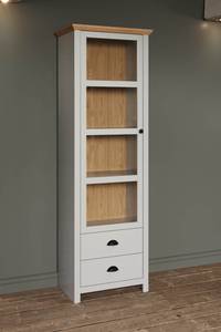 Vitrine Landside Gris - En partie en bois massif - 65 x 201 x 41 cm