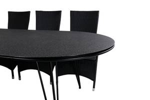 Viga Gartenset Tisch Schwarz - Rattan - 100 x 74 x 200 cm