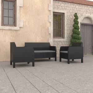 Garten-Lounge-Set (3-teilig) Grau - Kunststoff - 122 x 76 x 65 cm