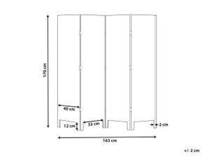 Paravent AVENES Braun - Massivholz - 163 x 170 x 2 cm