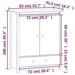 Highboard DE6993 Schwarz - Massivholz - 42 x 100 x 83 cm