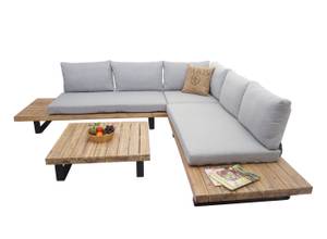 Garten-Garnitur H54 (2-teilig) Schwarz - Braun - Grau - Metall - Holzart/Dekor - Holz teilmassiv - 255 x 75 x 255 cm