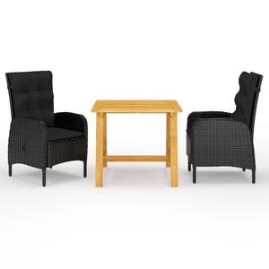 Garten-Essgruppe (3-teilig) 3006038 Schwarz - Massivholz - Holzart/Dekor - 88 x 74 x 88 cm