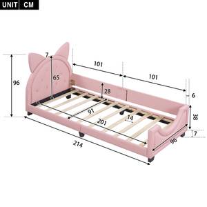 Polsterbett PUERZoo Ⅰ Pink - Holzwerkstoff - Kunstleder - 96 x 96 x 214 cm