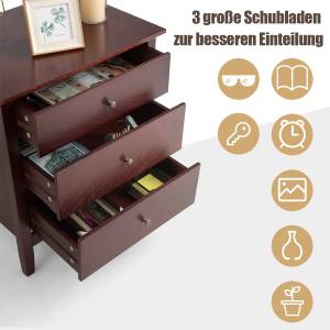 Nachttisch mit 3 Schubladen Braun - Holzwerkstoff - 45 x 66 x 60 cm