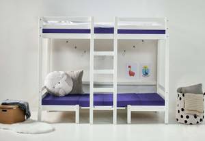 Lit enfant haut BasicJumbo Violet foncé - Blanc crème brillant - Blanc