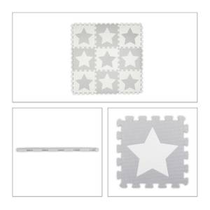 Tapis puzzle étoiles gris clair Gris - Blanc - Matière plastique - 32 x 1 x 32 cm