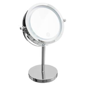 LED-Kosmetikspiegel, rund, stehend Silber - Metall - 5 x 30 x 12 cm