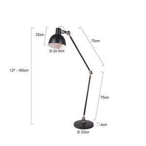 Lampadaire Cera Acier - 1 ampoule - Noir