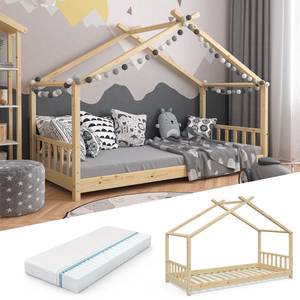 Kinderbett Design mit Matratze Braun