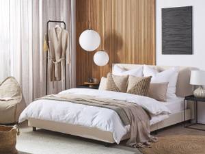 Lit double ALBI Beige - Noir - Largeur : 170 cm