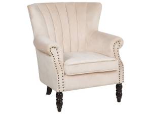 Fauteuil SVEDALA Beige - Crème - Chêne foncé