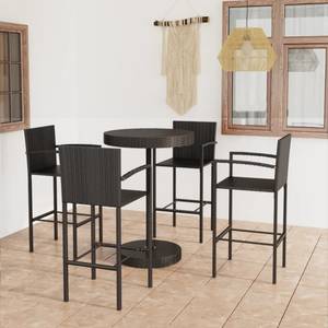 Bar-Set (5-teilig) Schwarz - Kunststoff - Polyrattan - 76 x 106 x 76 cm