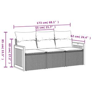 Gartensitzgruppe K4649(3-tlg) Beige - Massivholz - 69 x 62 x 55 cm