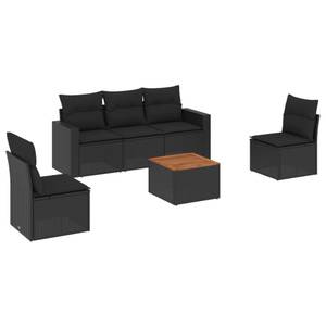 Gartensitzgruppe K1270(6-tlg) Schwarz - Massivholz - 69 x 62 x 66 cm