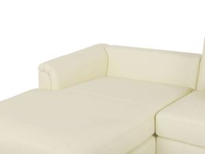 Ecksofa OSLO 2-tlg Beige - Creme - Silber - Armlehne davorstehend links - Ecke davorstehend rechts - Mit Hocker - Mit Kissen - Echtleder