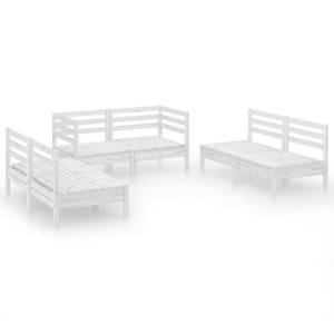 Salon de jardin Blanc - Bois massif - Bois/Imitation - 64 x 63 x 64 cm