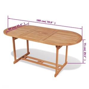 Table à manger Marron - Bois/Imitation - En partie en bois massif - 180 x 75 x 180 cm