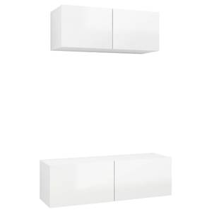 TV-Schrank 2er Set D972 Weiß - Holzwerkstoff - 30 x 30 x 100 cm