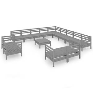 Garten-Lounge-Set Grau - Massivholz - Holzart/Dekor - 64 x 29 x 64 cm