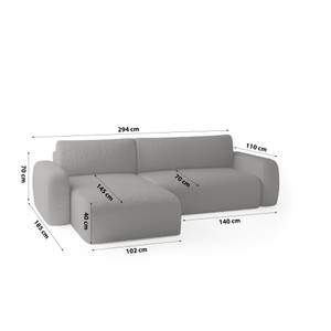 Ecksofa Eckcouch Sassari Universelle Grau - 294 x 185 cm