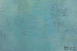 Acrylbild handgemalt Einsamer Strand Beige - Blau - Massivholz - Textil - 50 x 150 x 4 cm