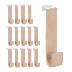 15 x Türhaken Holz Braun - Weiß - Holzwerkstoff - Metall - 3 x 13 x 6 cm