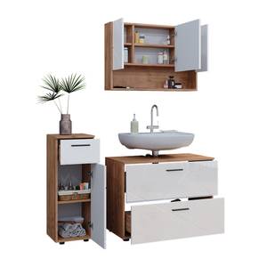 Badmöbel Set Irma 40547 Braun - Weiß - Holzwerkstoff - 80 x 58 x 41 cm