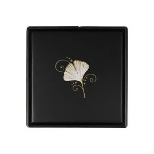 Teedose Ginkgo Schwarz Schwarz - Gold - Metall - 8 x 11 x 8 cm