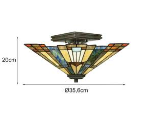 LED Tiffany Stil Deckenleuchte, Ø35,6cm Beige - Blau - Braun - Grün - Rot - Gelb - Glas - Metall - Stein - 36 x 20 x 36 cm