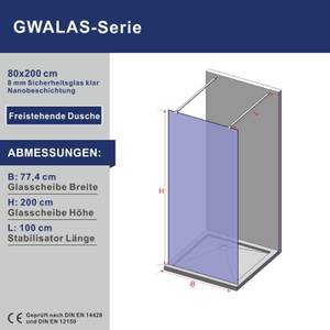 Walk in Dusche Sicherheitsglas Duschwand Breite: 78 cm