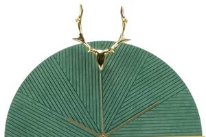 Horloge murale design THE TURQUOISE DEER Vert - Bois manufacturé - Métal - 40 x 47 x 2 cm