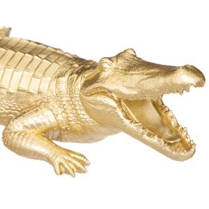 Krokodil-Statuette Gold - 20 x 11 x 39 cm