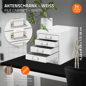 Aktenschrank mit 5 Schubladen Weiß