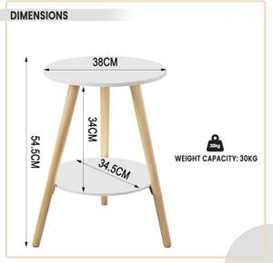 Beistelltisch Missy Weiß - Holzwerkstoff - Massivholz - 38 x 55 x 38 cm