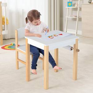 Kindertisch-Set TK32342IT Weiß - Massivholz - 40 x 53 x 48 cm