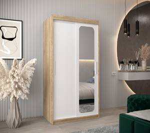 Armoire à portes coulissantes promo t2 Imitation chêne de Sonoma - Blanc - Largeur : 100 cm - 2 porte