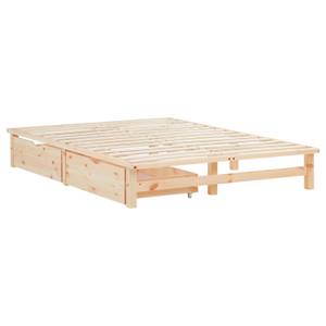 Palettenbett mit 2 Bettkästen 2286 Braun - Massivholz - Holzart/Dekor - 140 x 28 x 200 cm