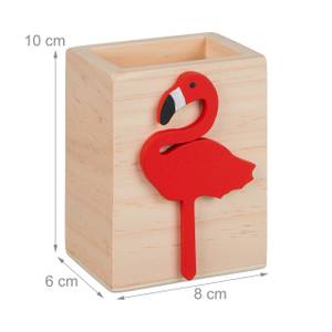 Stiftehalter Flamingo Braun - Rot - Holzwerkstoff - 8 x 10 x 6 cm