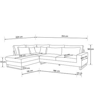 Ecksofa BRENTIS Grün - Ecke davorstehend links - Ottomane davorstehend links