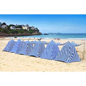 Tableau sur toile cabine plage 45x65 cm Bleu - Fibres naturelles - 45 x 65 x 4 cm