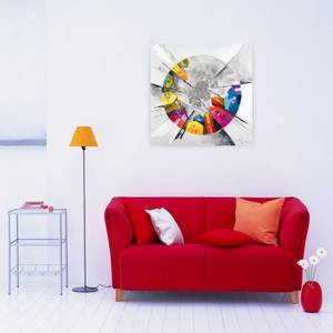 Bild gemalt Kunterbuntes Großstadtflair Silber - Massivholz - Textil - 80 x 80 x 4 cm