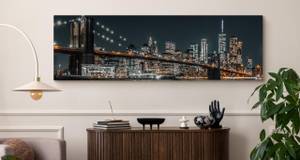 Panorama Image New York Architecture 3D Beige - Gris - Blanc - Textile - 145 x 45 x 45 cm