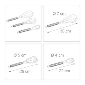 Lot de 6 fouets de cuisine en inox Argenté - Métal - 7 x 30 x 7 cm