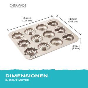 CHEFMADE 12er Donutform 4 Motive Gold - Metall - 33 x 3 x 27 cm