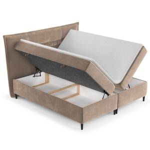 Boxspringbett Koussi II Taschenfederkern Hellbraun - Breite: 180 cm