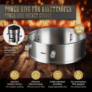 Power Ring für BBQ Raketenofen Edelstahl Silber - Metall - 25 x 9 x 25 cm