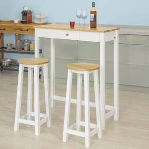 Table de bar FWT50-WN Blanc - En partie en bois massif - 95 x 40 x 107 cm