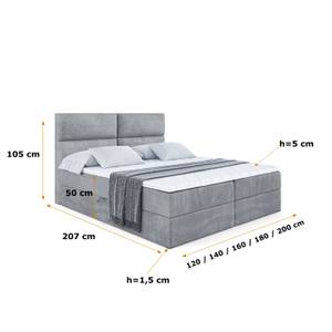 Boxspringbett BOXI3 Hellgrau - Breite: 160 cm - H4